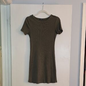 Brandy Melville Green Ribbed Sheath Mini Dress